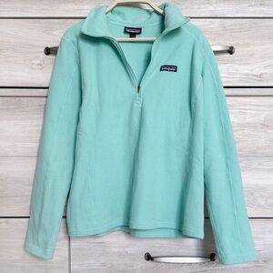 Patagonia Women's Micro D 1/4-Zip Fleece Pullover Blue Green Size Large